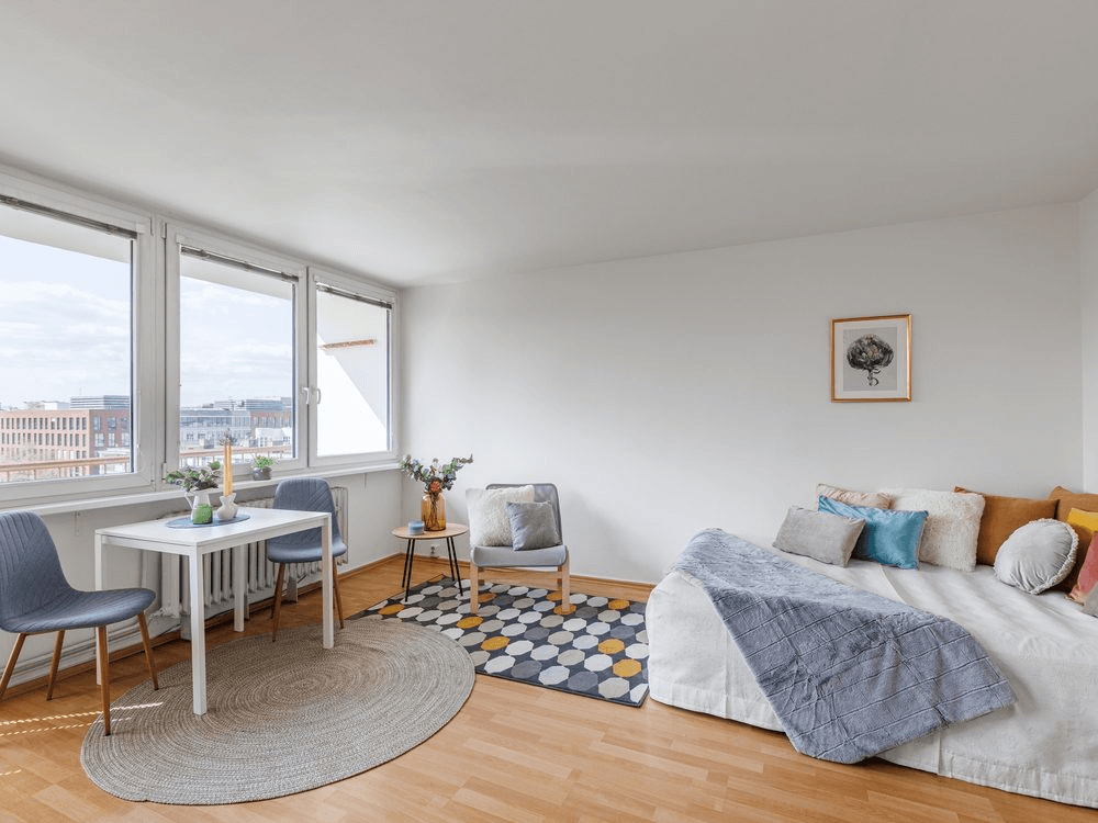 Obývací pokoj — odpočinková část po homestagingu